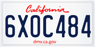 CA license plate 6XOC484