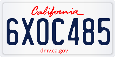 CA license plate 6XOC485