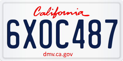CA license plate 6XOC487