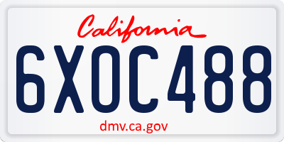 CA license plate 6XOC488