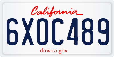 CA license plate 6XOC489