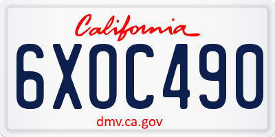 CA license plate 6XOC490