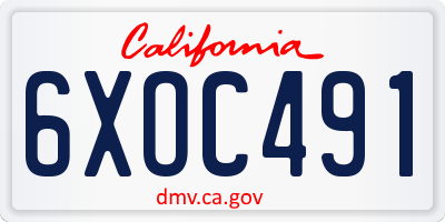 CA license plate 6XOC491