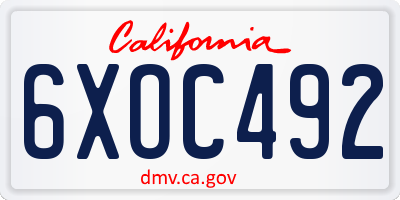 CA license plate 6XOC492