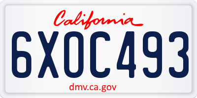 CA license plate 6XOC493
