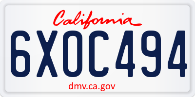 CA license plate 6XOC494