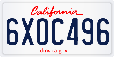 CA license plate 6XOC496
