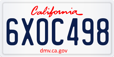 CA license plate 6XOC498