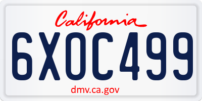 CA license plate 6XOC499