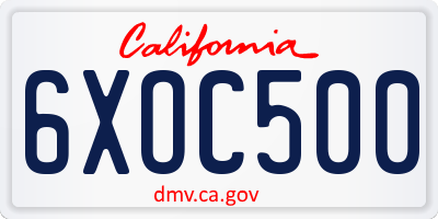 CA license plate 6XOC500