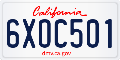 CA license plate 6XOC501