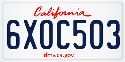 CA license plate 6XOC503