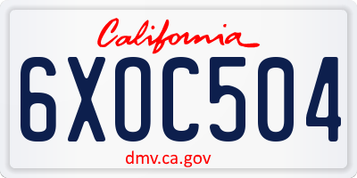 CA license plate 6XOC504