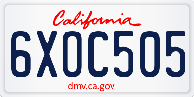 CA license plate 6XOC505