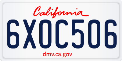 CA license plate 6XOC506