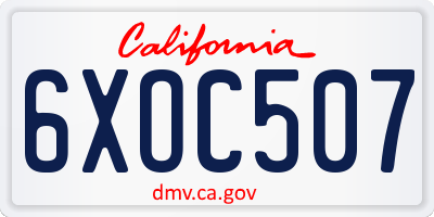 CA license plate 6XOC507