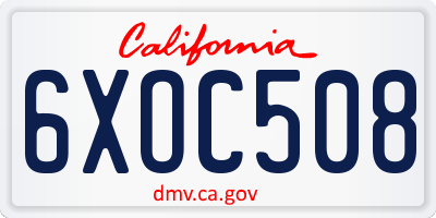 CA license plate 6XOC508