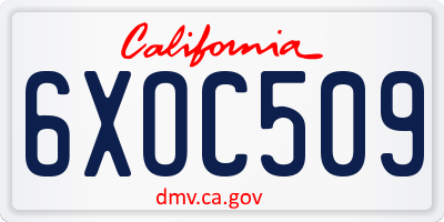 CA license plate 6XOC509