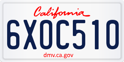 CA license plate 6XOC510
