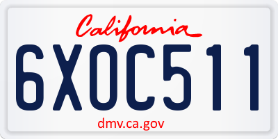CA license plate 6XOC511