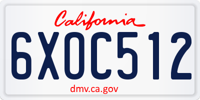 CA license plate 6XOC512