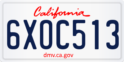 CA license plate 6XOC513