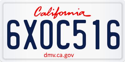 CA license plate 6XOC516