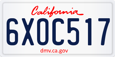 CA license plate 6XOC517