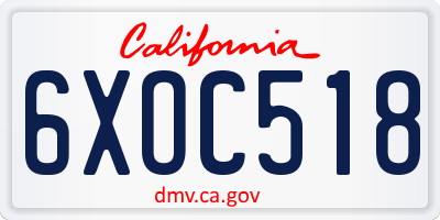 CA license plate 6XOC518