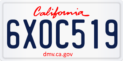 CA license plate 6XOC519