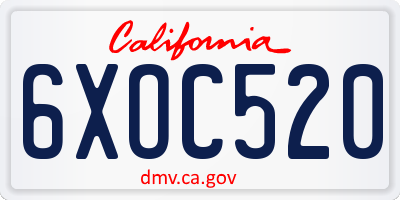 CA license plate 6XOC520