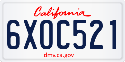 CA license plate 6XOC521