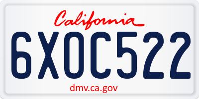 CA license plate 6XOC522