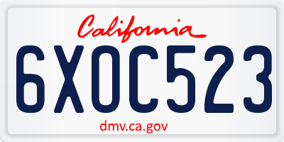 CA license plate 6XOC523
