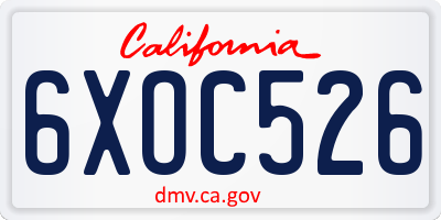 CA license plate 6XOC526
