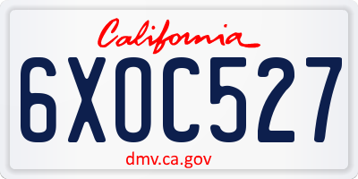 CA license plate 6XOC527