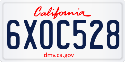 CA license plate 6XOC528