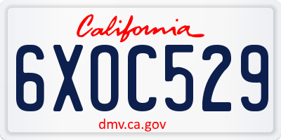 CA license plate 6XOC529