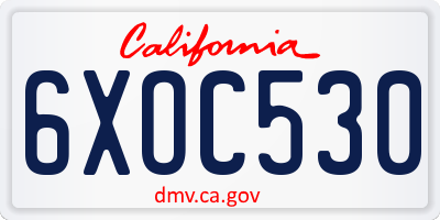 CA license plate 6XOC530