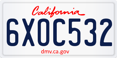 CA license plate 6XOC532