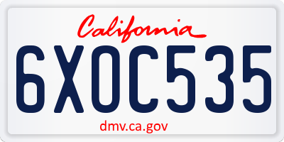 CA license plate 6XOC535