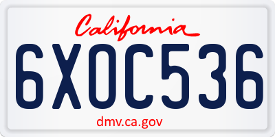 CA license plate 6XOC536