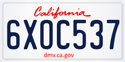 CA license plate 6XOC537