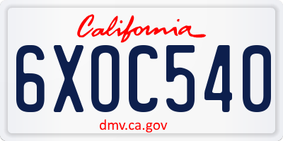 CA license plate 6XOC540