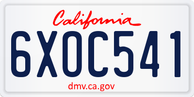 CA license plate 6XOC541