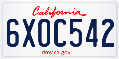 CA license plate 6XOC542