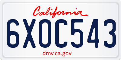 CA license plate 6XOC543