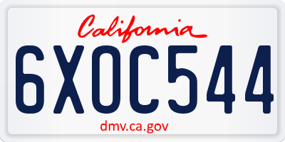 CA license plate 6XOC544