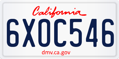 CA license plate 6XOC546