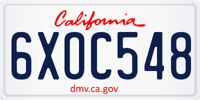 CA license plate 6XOC548